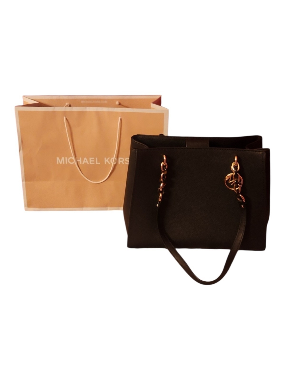 Michael‎ Kors Black Tote with Gold Chain Accents LIKE NEW!